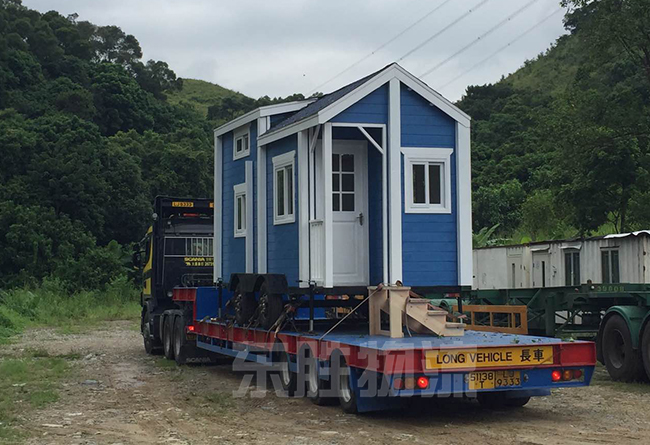 超長、超寬、超高貨物運輸?shù)桨拈T，澳門矮排車運輸案例圖